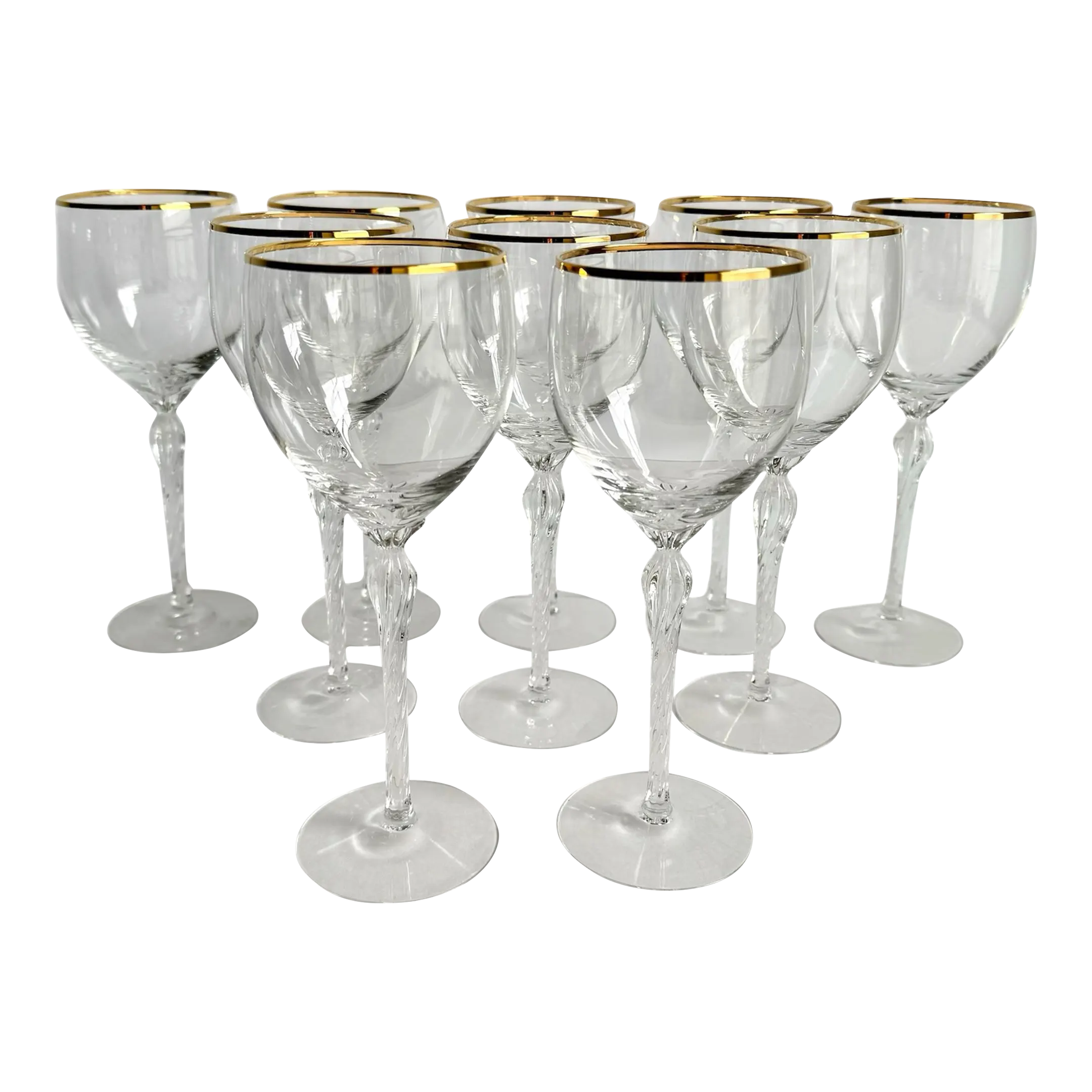 Lenox Monroe Crystal Gold Trimmed Wine Glasses Water Goblets Set of 10 |  Chairish
