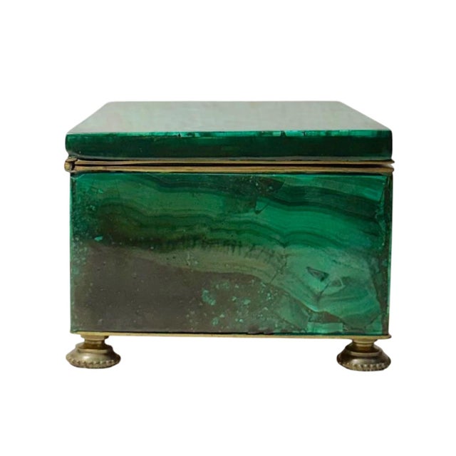 19th Century Malachite and Brass Decorative Box For Sale - Image 4 of 9