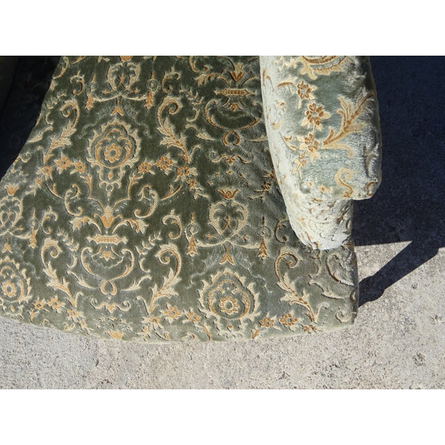 Napoleon III Blue-Grey and Gold Velvet Lounge Chair, 1890s For Sale - Image 13 of 18