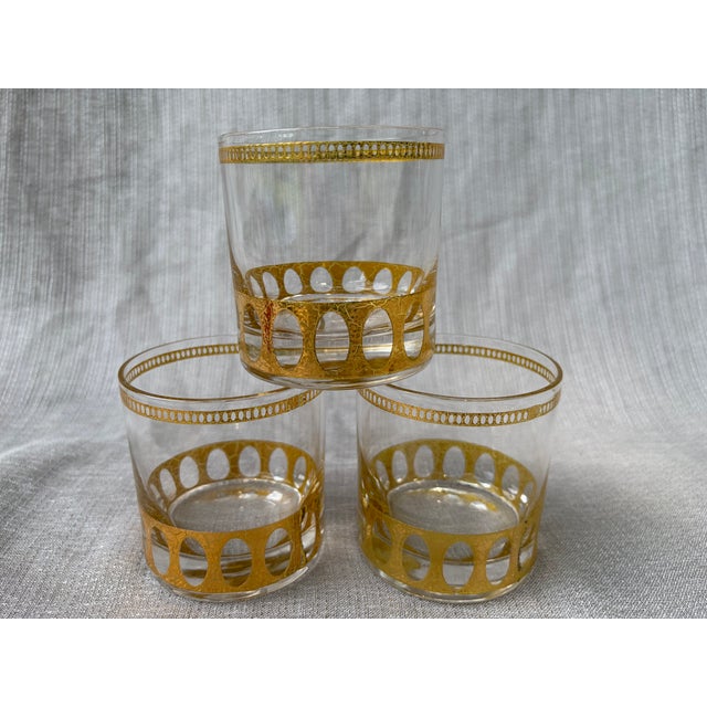 Mid-Century Modern Vintage Culver Antigua 22k Gold Lowball Glasses Set of 3 For Sale - Image 3 of 13