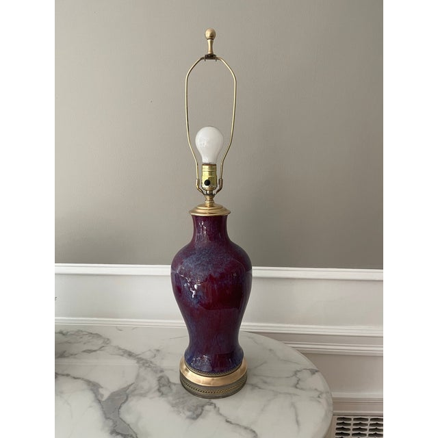 Vintage Art Mid Century Modern Drip Glaze Ceramic Lamp For Sale - Image 10 of 11