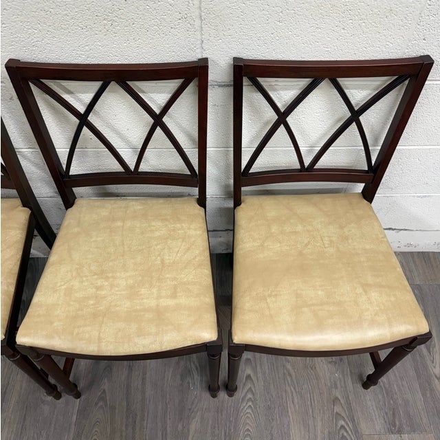 Vintage Hepplewhite Style Sheraton Revival Traditional Mahogany Dining Chairs For Sale - Image 4 of 10