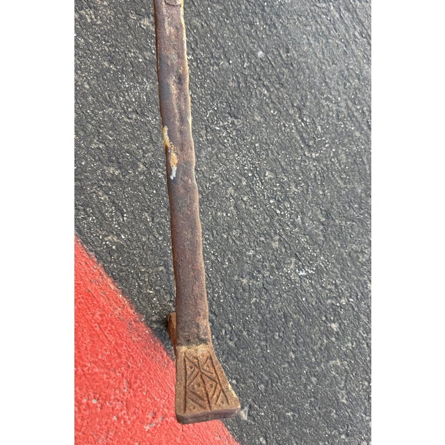 Pair of 19th Century Rustic Carved Iron and Bronze Fireplace Andirons For Sale - Image 14 of 14