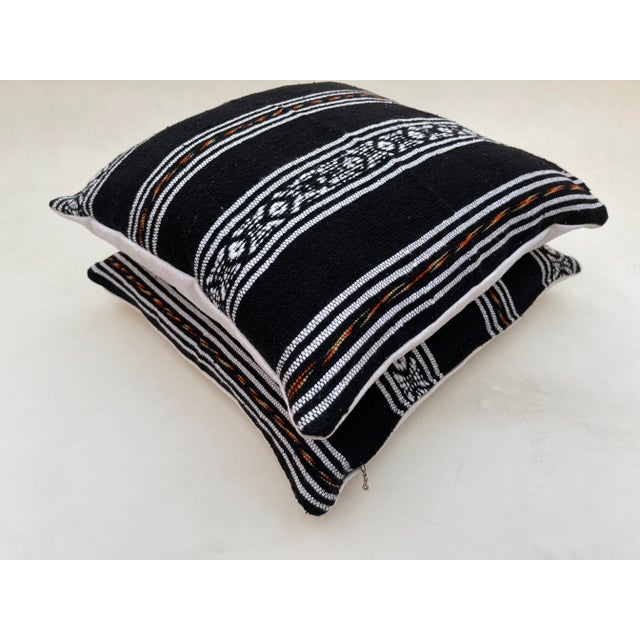 Textile Handmade Moroccan Square Pillow Covers- a Pair For Sale - Image 7 of 8