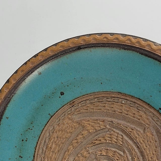 Vintage Mid Century Studio Art Plate - Brutalist Style Turquoise For Sale In San Francisco - Image 6 of 11