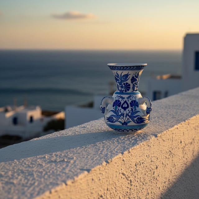 The Sapphire Miniature This Handmade Ceramic Kandil Vase brings the serenity of the Aegean into your home. Standing at 20...