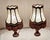 Vintage Brown Beech Table Lamps with Handmade Fabric Shades from HLI, 1980s, Set of 2 For Sale - Image 3 of 7