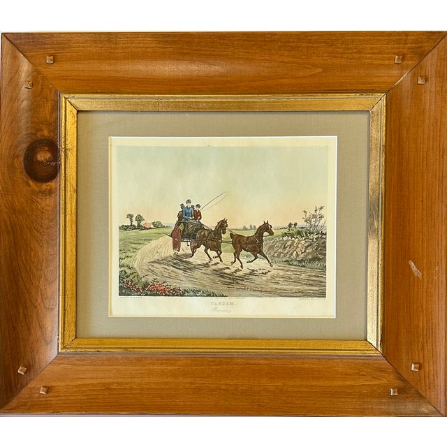 Original Hand Colored Aquatint by Henry Alken, 1820. "Tandem" refers to a specific arrangement of horses in a carriage,...