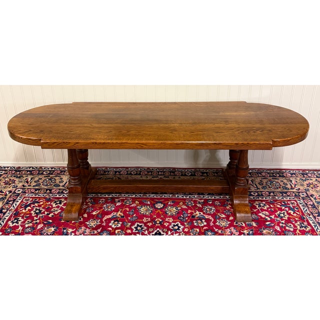 Antique French Country Dining Table Farmhouse Double Baluster Honey Oak 1930s For Sale - Image 10 of 18