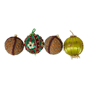Vintage Beaded Christmas Ornaments Balls- Set