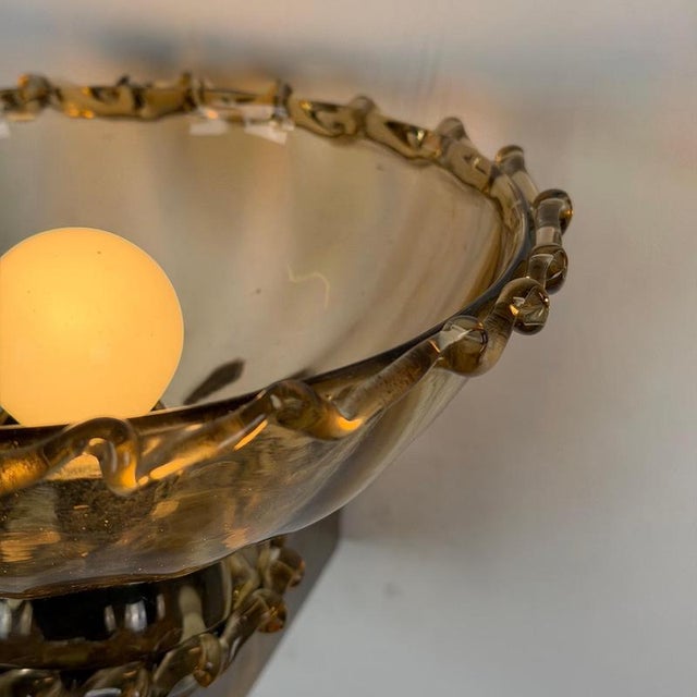 Art Deco Amber Murano Glass Sconces by Aureliano Toso for Toso, 1940s, Set of 2 For Sale - Image 14 of 18