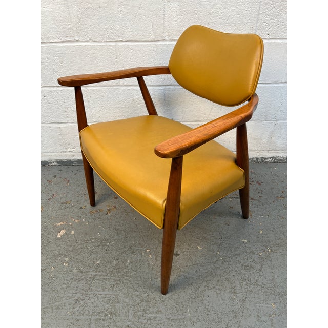 Wood 60's Mid-Century Modern Walnut and Vinyl Armchair For Sale - Image 7 of 8
