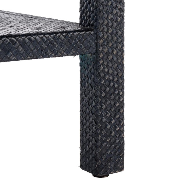 Early 21st Century Apis Raffia 2 Shelf Accent Table in Navy For Sale - Image 5 of 8