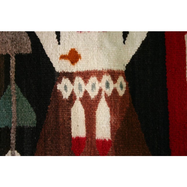 1930s Navajo Textile Rug "Night Chant" Blue Masked Dancers For Sale - Image 4 of 10