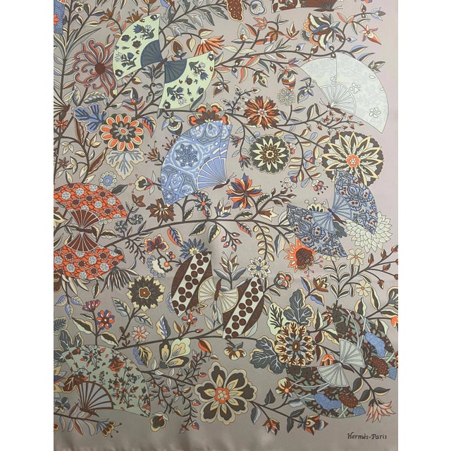 Art Deco Hermès Silk Scarf “Fleurs Et Papillons De Tissus” 2013 For Sale - Image 3 of 9