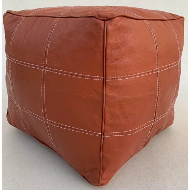 Contemporary Brown Chocolate Embroidered Moroccan Pouf Cover For Sale - Image 9 of 10