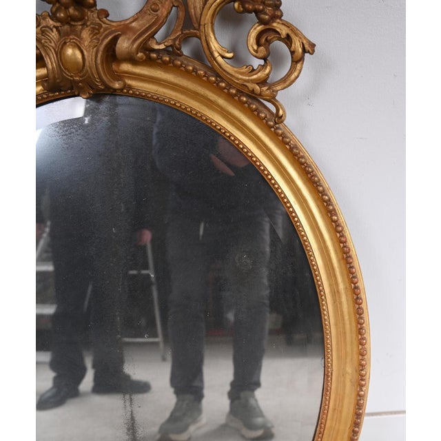 Glass Regency Gilt Oval Mirror, 1860s For Sale - Image 7 of 9