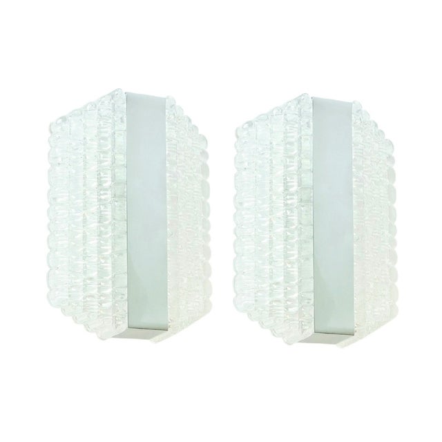Mid-Century Modern Glass and Chrome Wall Sconces from Kaiser Leuchten, 1960s, Set of 2 For Sale - Image 9 of 9