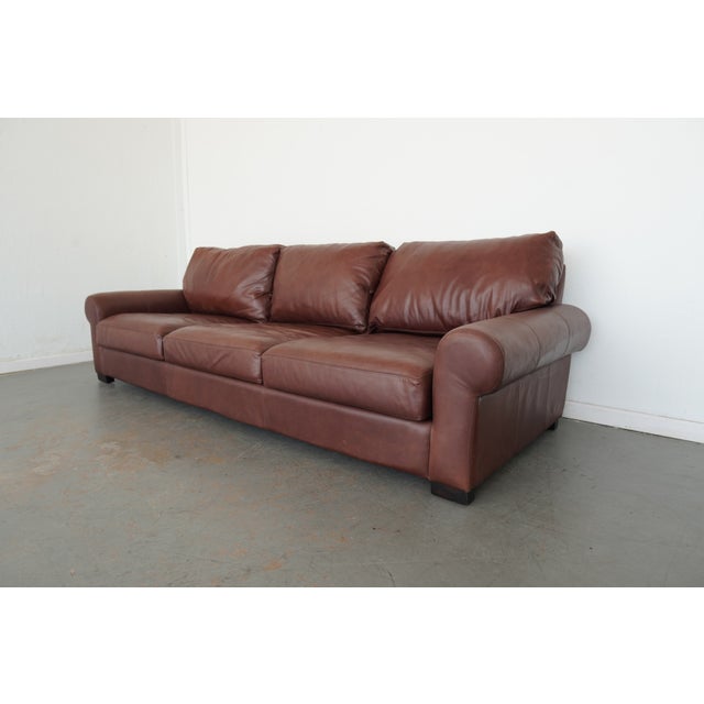 2010s Pottery Barn Turner Roll Arm Leather Sofa For Sale - Image 5 of 15
