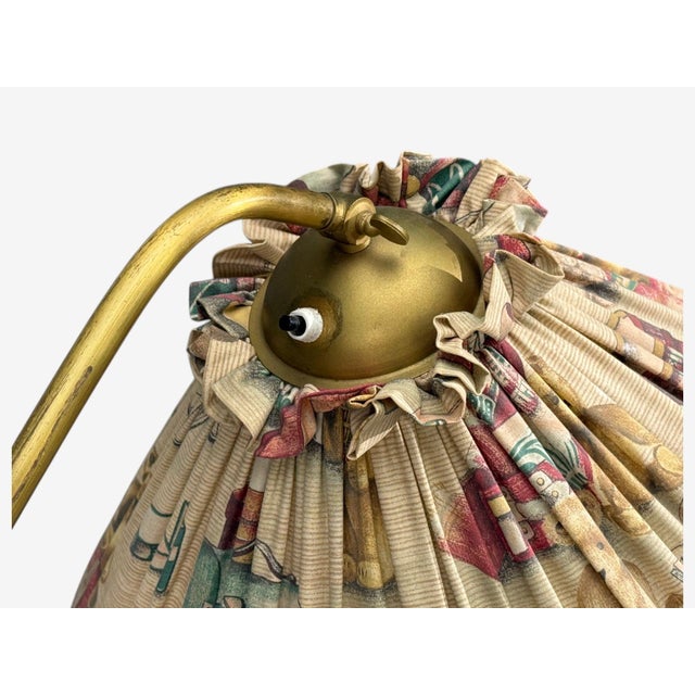 Tan 1940s Swedish Modern, Floor Lamp, Elm, Brass, Cord, Beige Fabric For Sale - Image 8 of 12