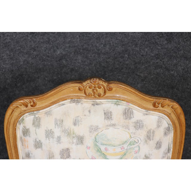 Set 6 Light Beechwood Louis XV Style Carved Dining Side Chairs For Sale - Image 9 of 13
