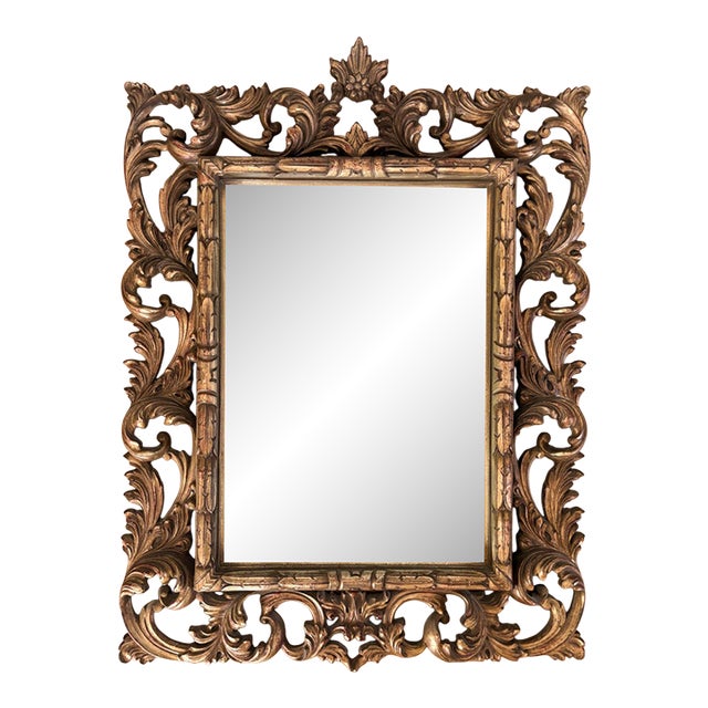 Vintage 20th Century Large Gilt Rococo Carved Mirror For Sale