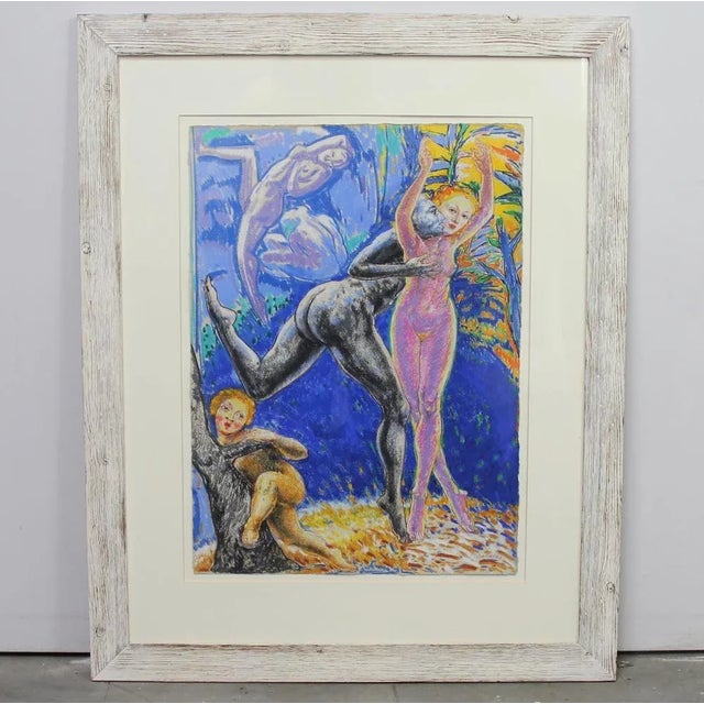 Andrés Barajas, Figures, 1990s, Oil Pastel on Paper For Sale - Image 6 of 8