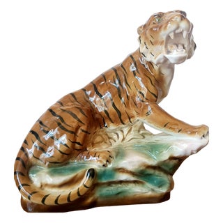 Glazed Ceramic Tiger, 1940-1950 For Sale