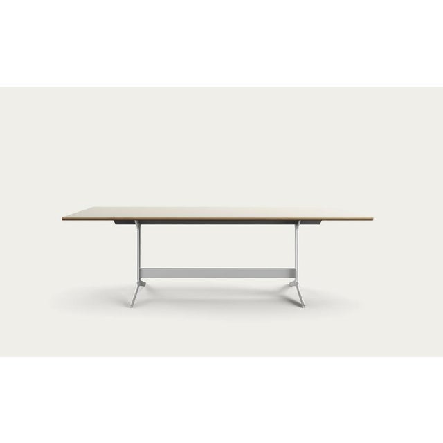 Salto and sigsgaard council table tabletop rectangular: mushroom linoleum + solid edges: oak clear oil for one collection...