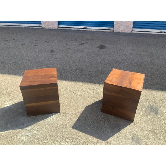 Wood Mid Century Modern Walnut Cubes For Sale - Image 7 of 12