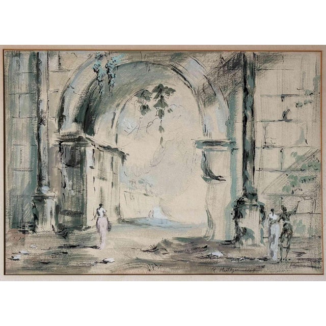 Mid 20th Century Large Vintage Gauche Paintings Roderic Montagu - A Pair For Sale - Image 5 of 9