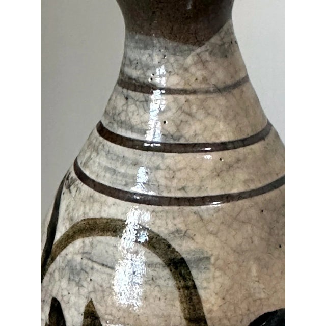 Asian Korean Glazed Ceramic Vase Buncheong Ware Joseon Dynasty For Sale - Image 3 of 12