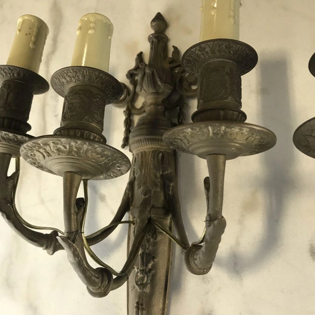 Pair Early 20th Century French Bronze Sconces For Sale In Portland, ME - Image 6 of 11