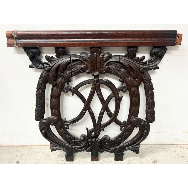 Monogrammed Carved Oak Architectural Element, 18th Century For Sale - Image 12 of 12