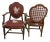Late 20th Century French Country Louis XVI Style Embroidered Rose Front and Gingham Check Back Armchairs (Pair) For Sale