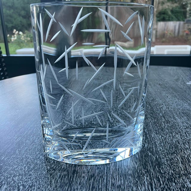 Late 20th Century Nambe Crystal Pocket Vase With Confetti Like Etching For Sale In San Francisco - Image 6 of 10