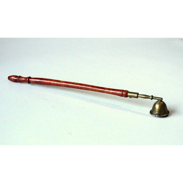 Mid-Century Modern 1950s - Wooden and Brass Candle Snuffer For Sale - Image 3 of 6