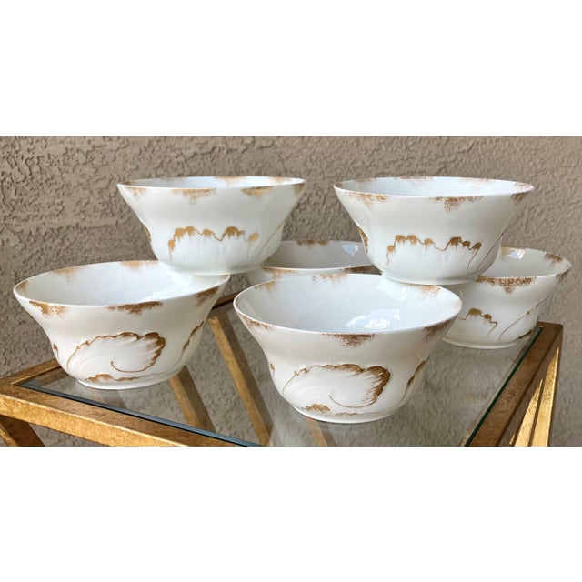 1900 - 1909 Circa 1900/1903 Theo Haviland Art Nouveau-Style Limoges Gold Gilt on Fine Porcelain China Berry Bowls - Set of 6 For Sale - Image 5 of 18