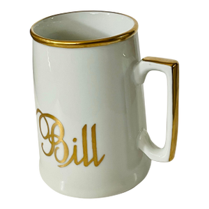 Vintage White & Gold Ceramic Mug