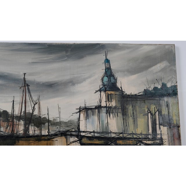 Very Good condition 1962 Painting Aldo Luongo "Cocarneau" Original One of a Kind Oil on Canvas Painting size approximately...
