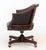 Wood Modern Leather Upholstered Mahogany Swivel Chair For Sale - Image 7 of 8