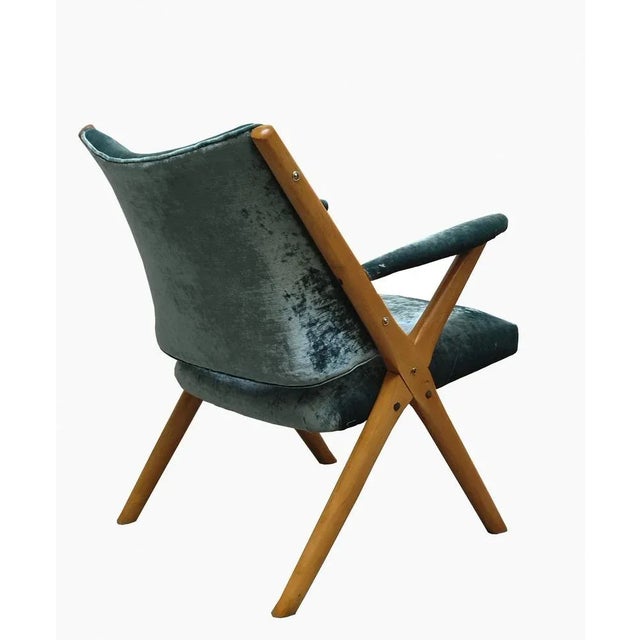 Italian Green Fabric Armchair from Dal Vera, 1960s For Sale - Image 4 of 8