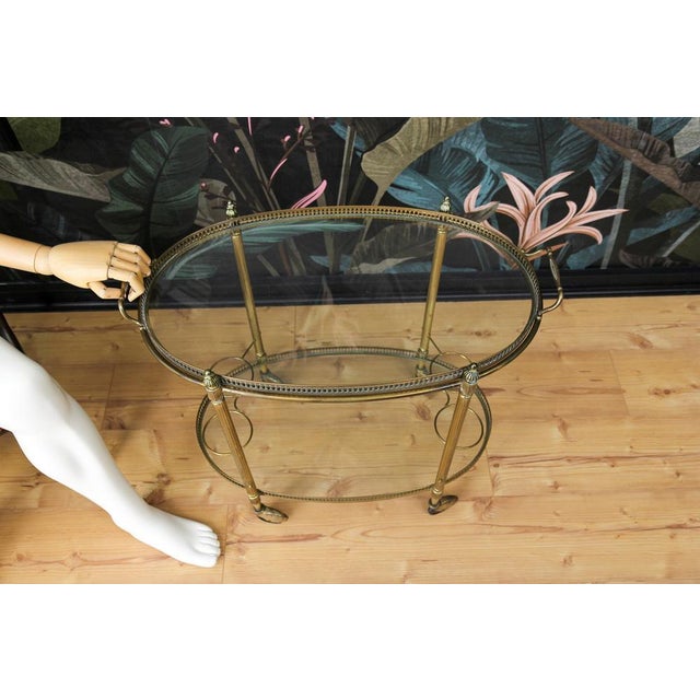 Oval 2-Tier Bar Cart in the style of Maison Baguès, 1950s For Sale - Image 11 of 18