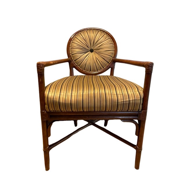 Jessica Charles Furniture Pleated Back Rattan Chair For Sale - Image 12 of 12