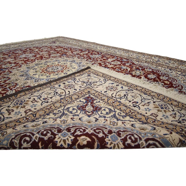 Victorian Persian Nain Wool & Silk Rug - 06'08 X 09'04 For Sale - Image 3 of 5
