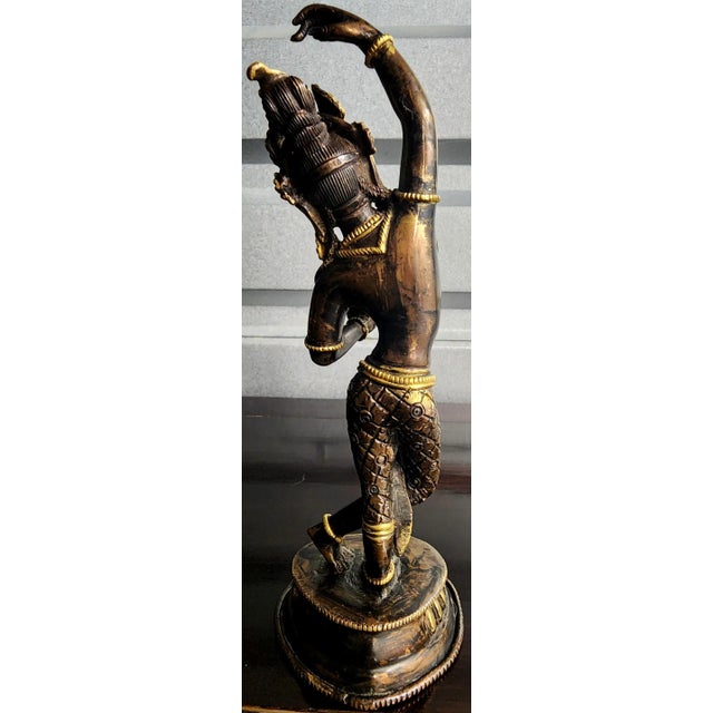 Vintage Hindu Dancing Goddess Hand-Painted Metal Statue Figurine For Sale - Image 9 of 13