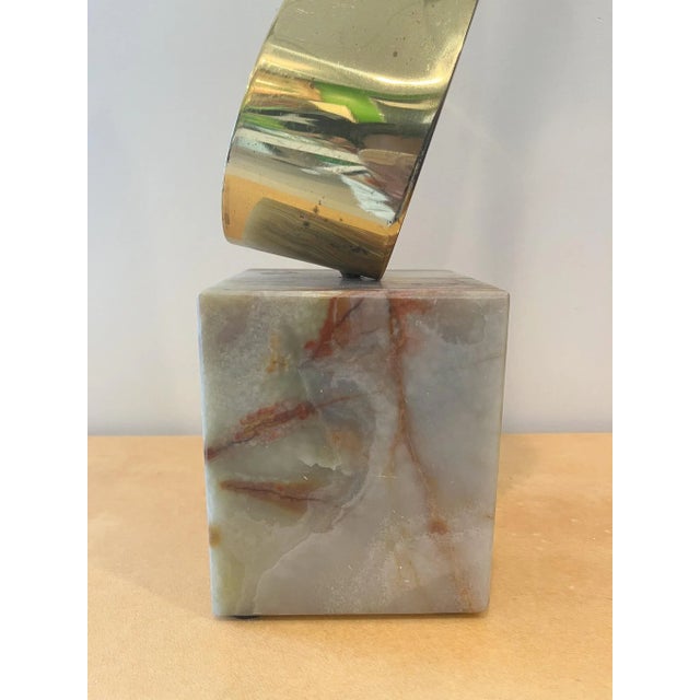 Metal 1981 the Flame by Curtis Jere, Brass & Onyx Sculpture For Sale - Image 7 of 8