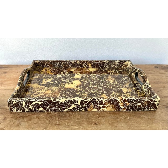 Mid-Century Modern Vintage Boho Lacquered Coconut Shell Tray For Sale - Image 3 of 9