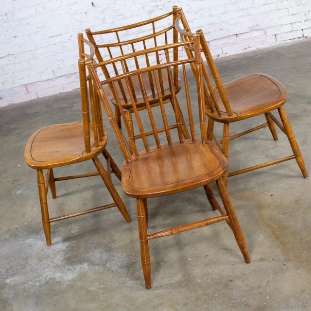 Fantastic vintage Early American Style Maple Windsor Hitchcock stamped dining or side chairs stamped model number 112G23...