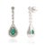Luxury Pear Cut Zambian Emerald & Diamond Halo Drop Earrings in 14k White Gold- A Pair For Sale In New York - Image 6 of 11